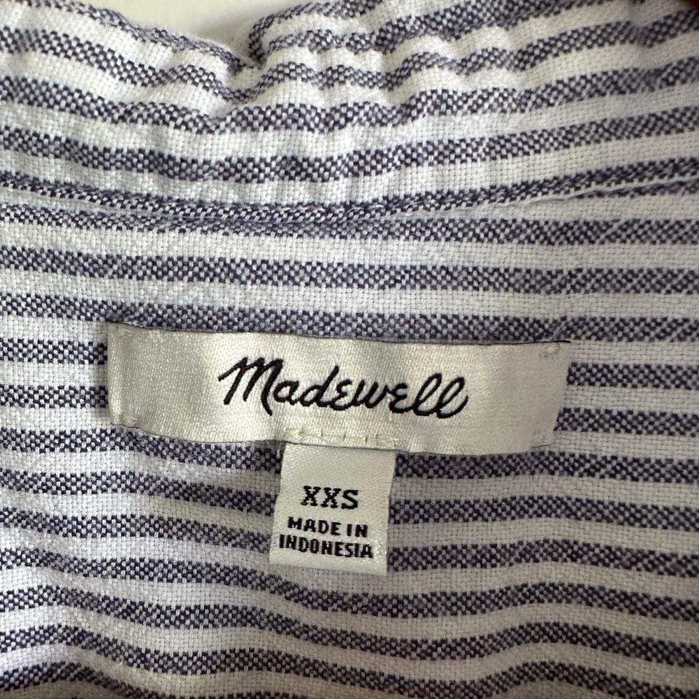 Madewell Central Shirt in Benton Stripe Blue/White Button Down Blouse size XXS - Picture 9 of 10